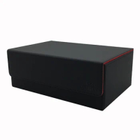 AEGIS GUARDIAN Commander Deck Box Premium Leather Card Case For 550+ MTG/PKM/YuGiOH/Lorcana TCG Cards, Black/Red Inner