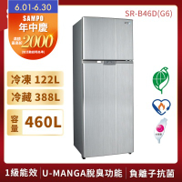 SAMPO聲寶 460L 1級變頻2門電冰箱 星辰灰 含基本安裝+舊機回收