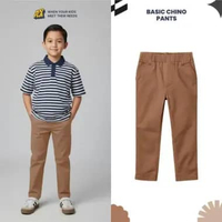 Celana Chino Anak Panjang Reguler Fit Cotton Twill Strech Usia 2-12 Tahun Cowo Laki-laki Nyaman Ping
