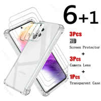 Glue Tempered Glass Screen Protector for Samsung Galaxy A73 5G Soft Silicone Shockproof Case Safety Camera Lens for Samsung A 73