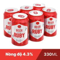 6 lon Bia Red Ruby 330ml