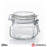 ADERIA 日本進口密封寬口方形玻璃沙拉罐500ml