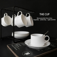 壹銘簡約歐式純白色骨瓷速溶單品掛耳家用咖啡杯碟架套裝陶瓷茶杯