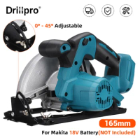 Drillpro 18V Brushless Circular Saw 0°-45° Adjustable Woodworking Cutting Cordless Electric Saw Machine for Makita 18V Battery