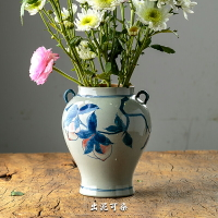 中式青花瓷手繪小插花瓶客廳擺件 景德鎮純手工陶瓷創意水培花器1入