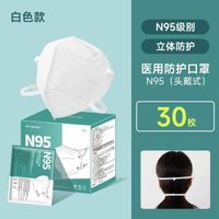 頭戴式N95口罩 醫療級防護 成人大面型適用 獨立包裝 防流感- 【頭戴式】白色 30隻獨立裝【環氧滅菌·5層加厚防菌】 均碼