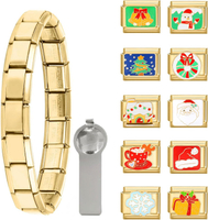 papasgix Italian Charm Bracelet Gold Set Christmas Decorations Charms Brascelets 9mm Assorted Italia