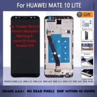For HUAWEI Mate 10 Lite Nova 2i Honor 9i G10 RNE L21L22 L01 LCD screen assembly with front case touch glass, black white