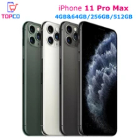 Original Apple iPhone 11 Pro Max 64/256/512GB IOS A13 Bionic Face ID 6.5" Hexa Core 4GB RAM Triple cameras 12MP 4G Cell Phone