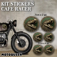 Motorcycle Retro Fairing Helmet Tank Pad Saddlebags Side Cover Decals Cafe Racer Crocodile Kit Stickers For Car Biker Rider