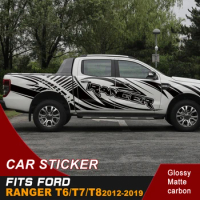 2 pieces Hurricane stripes side body cool car graphic Vinyl sticker fit for ford ranger T6/T7/T8 2012-2019