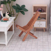 Dollhouse Chair Miniature Foldable Beach Lounge Chair Dollhouse Furniture Prop Decorative Toy Accessory for Garden Landscape