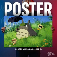 Poster Totoro Catbus Moonlight Flight Hiasan Dinding Kamar Estetik Dekorasi Interior Modern Art Gamb