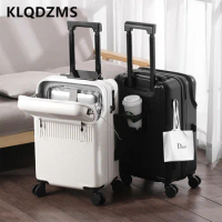 KLQDZMS 20"22"24"26 Inch Suitcase New Ladies Front Opening Trolley Case Business Boarding Box Lightweight Rolling Luggage