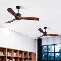 *Retro wooden ceiling fan without light, 42 inch wooden fan, remote control decoration for attic, household fan 110-240V
