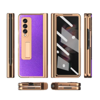 FLOVEME Luxury Leather Case For Samsung Galaxy Z Fold 3 Phone Protective Cover For Galaxy Z Fold 3 Case With S Pen Slot Holder