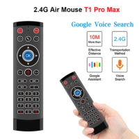 50pcs T1 Pro Max Voice Remote Control 2.4G Air Mouse with Backlight Gyroscope For Google Netflix Youtube Tx6 T95 max Q plus