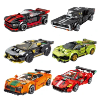 Speed Champions Sports Car R56 F8 Mustang GT40 R8 Dodge Charger Figures Building Blocks Bricks Model Moc Toys Kids Gift Creative