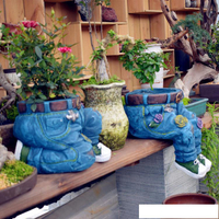 花盆 牛仔褲花盆庭院設計裝飾樹脂仿真藍色創意藝術花盆時尚擺件裝飾