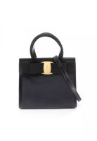 Salvatore Ferragamo Pre-Loved Salvatore Ferragamo vara ribbon Handbag leather black 2WAY