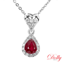 【DOLLY】0.70克拉 18K金緬甸紅寶石鑽石項鍊