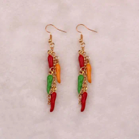 length 7cm colors capsicum cayenne dangle earrings girls gold color new cute enamel chili hot pepper drop brincos women