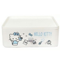 小禮堂 Hello Kitty 方形可疊式抽屜收納盒20x18cm (藍款)