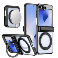 Ốp Điện Thoại Trong Suốt, Chân Đế Xoay Gấp Gọn Bằng Kim Loại Sang Trọng, Cho Samsung Z Flip 6 ZFlip 