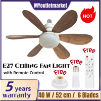 2 IN 1 E27 Ceiling Fan with Light 40W 52CM 6 Speed Fan Mobile Phone Control Kipas Siling Strong Wind