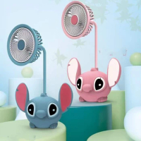 Stitch desktop fan cartoon mini fan USB charging student dormitory office 360° adjustable cooling ventilation fan