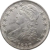 1832 United States 50 Cents ½ Dollar Liberty Eagle Capped Bust Half Dollar Cupronickel Plated Silver White Copy Coin