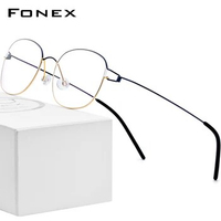 FONEX Titanium Alloy Glasses Frame Men Eyeglasses Korean Denmark Women Frame Screwless Eyewear 98618