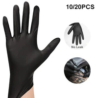 20/10pcs Nitrile Tattoo Gloves Black Waterproof Tattoo Gloves High Elastic Protective Gloves for Makeup Tattoo Accessories