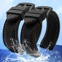 For MIDO Citizen BM8475 Hand AW5000/AW0010 Eco-Drive Watch Band black orange Suture Waterproof Silicone Rubber 20 22 22 24mm