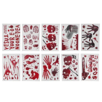 Hot XD-10 Models Bloody Halloween Decorations Window Stickers Horror Decals Bloody Handprint For Halloween Party Decorations