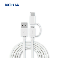 【享4%點數回饋】NOKIA 二合一 Type C &amp; Micro-USB 手機充電線100cm雙頭充電線充電線