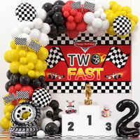 151Pcs Two Fast Birthday Decor Race Car Birthday Party Decorations Race Car Balloon Arch Backdrop Fl