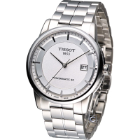 Tissot T-Classic 簡約動力儲存機械錶-白/41mm