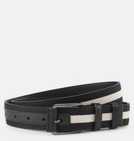 Urban State - Avenue Pin Buckle Canvas Top Grain Leather Belt - Black One Size 100 cm