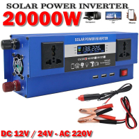 12V-24V 20000W Car Solar Power Converter Digital Display Household Camping Outdoor Inverter DC 12V-2