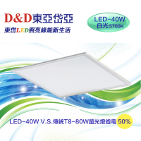 東亞岱亞 LED高光效40W平板燈/5700K/白光/2入裝/輕鋼架(商業及住宅照明兩用、LED無頻閃、高光效平板燈)