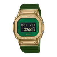 領券再折【CASIO 卡西歐】G-SHOCK 沙漠越野 奢華冒險 搶眼金綠 金屬錶殼 經典方型 GM-5600CL-3_43.2mm