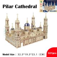 Pilar Cathedral 3D Wooden Puzzle Building Model Toy Spain Great Architecture Woodcraft Construction Kit Famous Catholic Church
