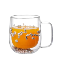 Gift Sea Creative Dry Milk With Lovely Piece Double Fillings Mug Glitters Juice Cup For Conchs Flower 1 Glass Snail Wall Coffee