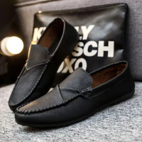 Giày Da Nam, Giày Lười Mũi Tròn Màu Đen Mềm, Kiểu Moccasin, Giày Thường Ngày Cho Nam, Đế Bằng, Giá T