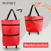 Hand Pulled Car with Wheel Portable Shopping Trolley Bag Oxford Reusable Easy Installation Folding Waterproof Household Supplies