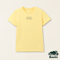 Roots女裝-星際遨遊系列 流星雨有機棉短袖T恤-黃色