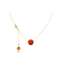 【巴黎精品】現貨+預購 925純銀項鍊南紅吊墜(鍍18K金牡丹花翡翠八卦女飾品a1ha77)
