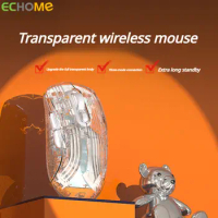 ECHOME Transparent Wireless Bluetooth Mouse RGB Backlight E-sports Game Office Three-mode Gaming Mouse for Laptop PC Computer