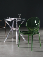北歐餐椅單人扶手椅咖啡廳簡約亞克力塑料水晶透明凳網紅ins椅子